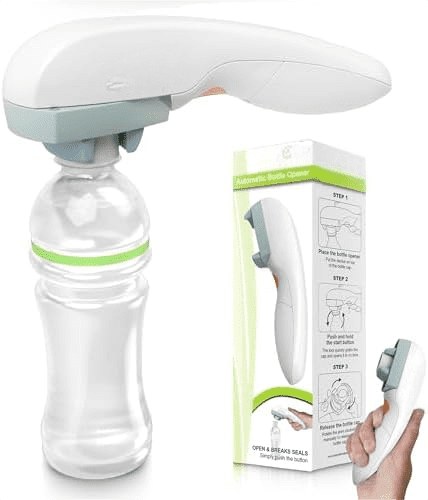 Electric Bottle Opener for Seniors - Automatic Solution for Easy Opening of Water Bottles. Ideal for Weak Hands or Those with Arthritis. Perfect for Soda, Milk, Juice. Battery Powered.