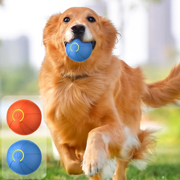 Electric Bouncing Ball Rechargeable Interactive Dog Toy with Light Bouncing Rolling Ball for Active Pets(Blue,1-Piece) Rkxzt