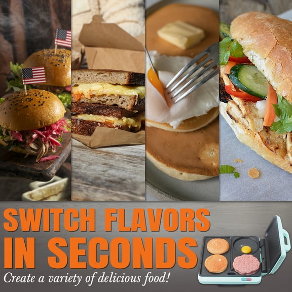 Electric Breakfast Sandwich Maker, 3in 1 Breakfast Griddle&Grill Combo, Includes Burger Press, Rapid heating, Nonstick Surface, Perfect for Quick Breakfasts, Lunches, and Dinners, kitchen appliances