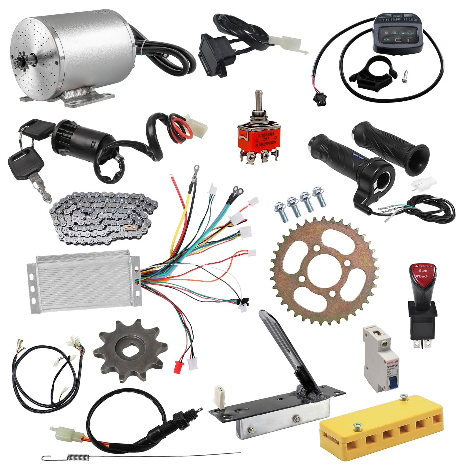 Electric Brushless DC Motor Complete Kit, 48V 1800W Motor Kit, 4500RPM with 3 Speed Controller, Battery Display Throttle, Electric Scooter Bicycle E Bike Motorcycle Mid Drive Motor, DIY Part