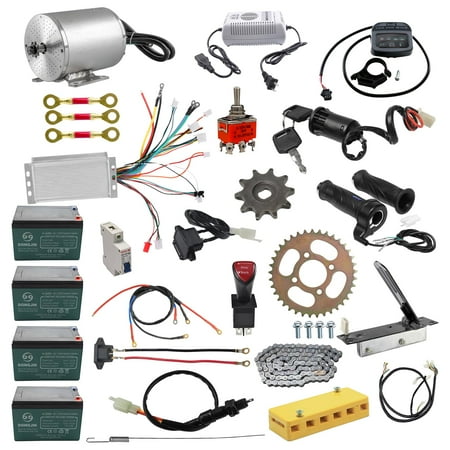 Electric Brushless DC Motor Kit, 48V 1800W Motor Controller with Battery Set 420 Sprocket for Golf Cart Go Kart ATV Quad Buggy Scooter E Bike Bicycle Razor Pit Dirt Bike Motocycle