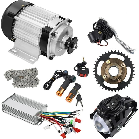 Electric Brushless Motor Kit, 48V Electric Bicycle Trike Conversion Kit with 30A Speed Controller and Throttle Grip Kit for Go Karts E-Bike Electric Throttle Motorcycle Scooter