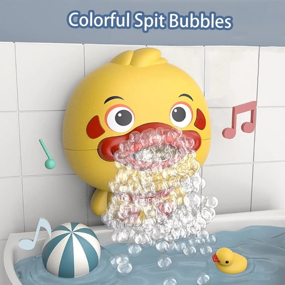 Electric Bubble Machine for Bath Continuous Bubble Blower, Duck Shape with Music, Suction Cup, Battery Operated