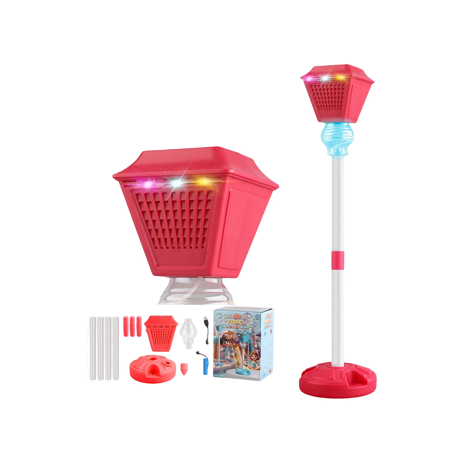 Electric Bubble Machine with Sound and Light, High Volume Street Lamp Bubble Maker for Camping Party and Festival Decoration, Outdoor Bubble Light