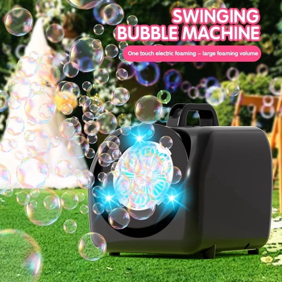 Electric Bubbles Machine for Adults, Portable Automatic Bubble Maker Blowers with Lights for Weddings Stage Outdoor Parties(Black)