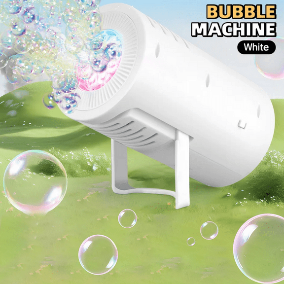 Electric Bubbles Machine for Adults, Portable Automatic Bubble Maker Blowers with Lights for Weddings Stage Outdoor Parties(White)