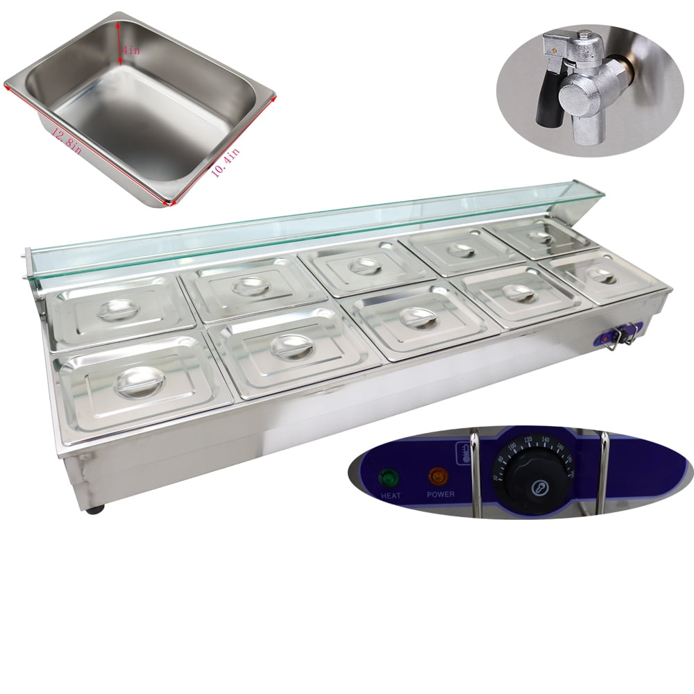 Electric Buffet Steam Heater Food Warmer Commercial Canteen 10 Pots ...