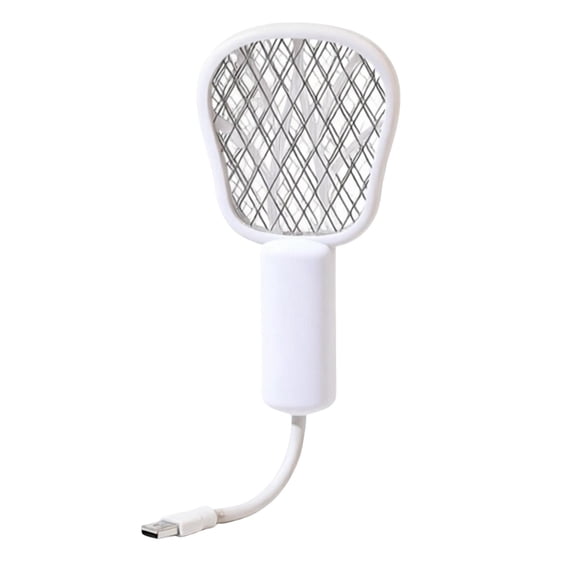 Electric Bug Zapper, Electric Swatter Usb Rechargeable Bug Zapper, Mini Bug Zapper, Electric Mosquito Swatter, 7X3.5 Inch 3-In-1 White Portable Unit with Automatic Mosquito