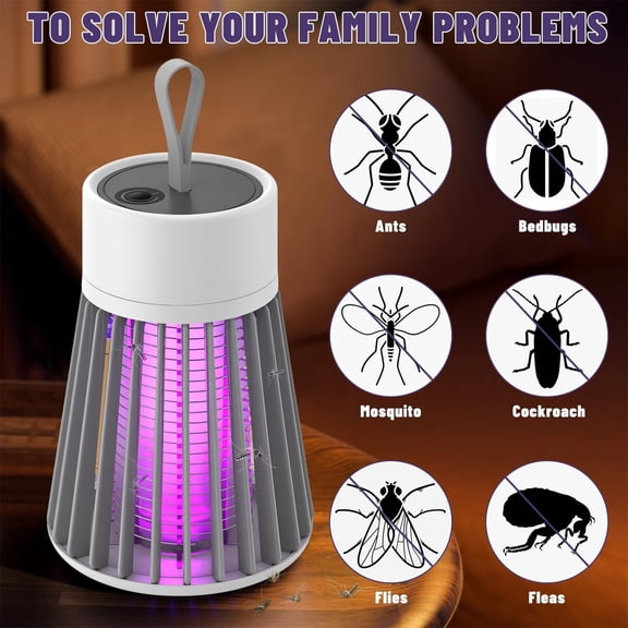 Electric Bug Zapper Outdoor, Rechargeable Mosquito Lamp with Hanging Loop, Portable Mosquito Killer for Indoor Outdoor Home Camp, Fly Zapper, Fly Traps, Mosquito Zapper