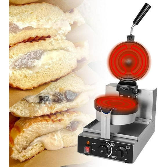Electric Burger Waffle Maker,Commercial Hamburger Hot Press Baker,Ice Cream Waffle Baker Machine for Home Kitchen,Non Stick Plates Waffle Burger Maker,Adjustable Temperature 0-300