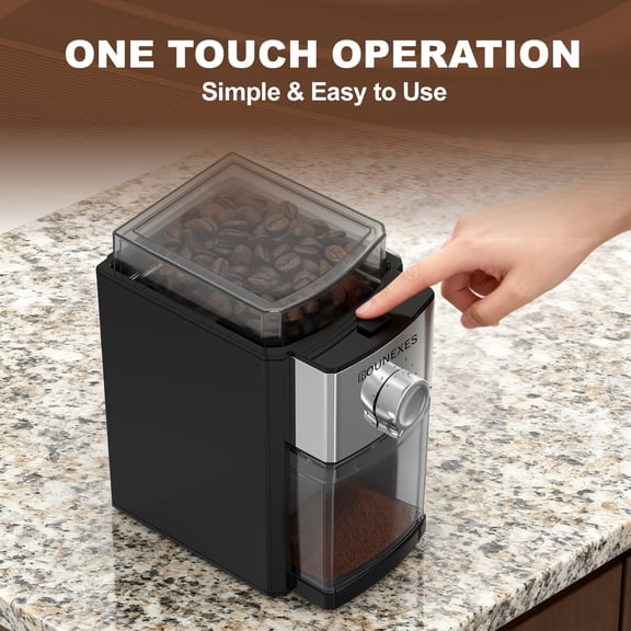 Electric Burr Coffee Grinder 17 Adjustable Grind Settings One-Touch Control 8.82oz Bean Hopper Compact Portable for Espresso Drip Coffee French Press Home Travel Use