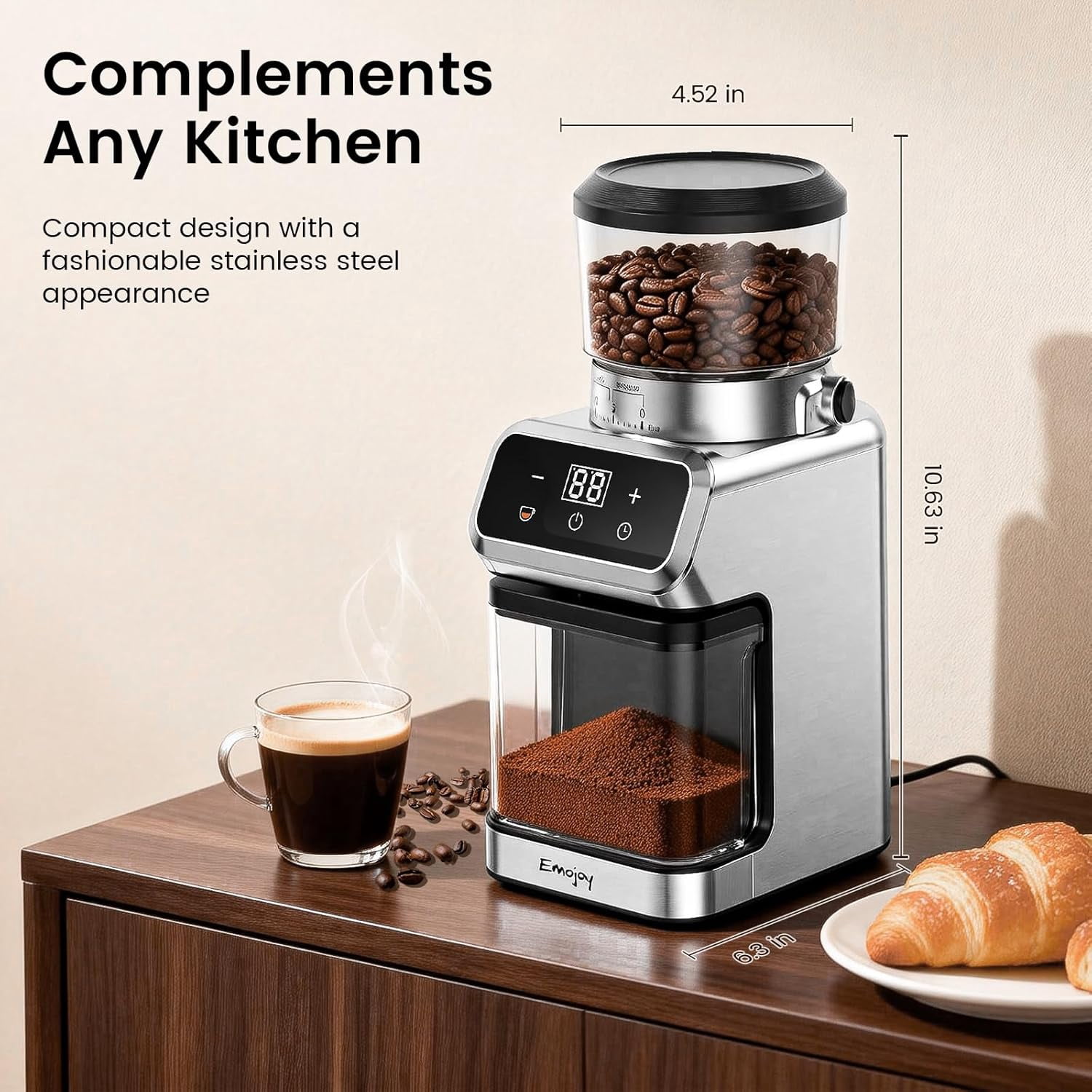 Electric Burr Coffee Grinder with 30 Settings, Stainless Steel Conical Burr for Home Kitchen