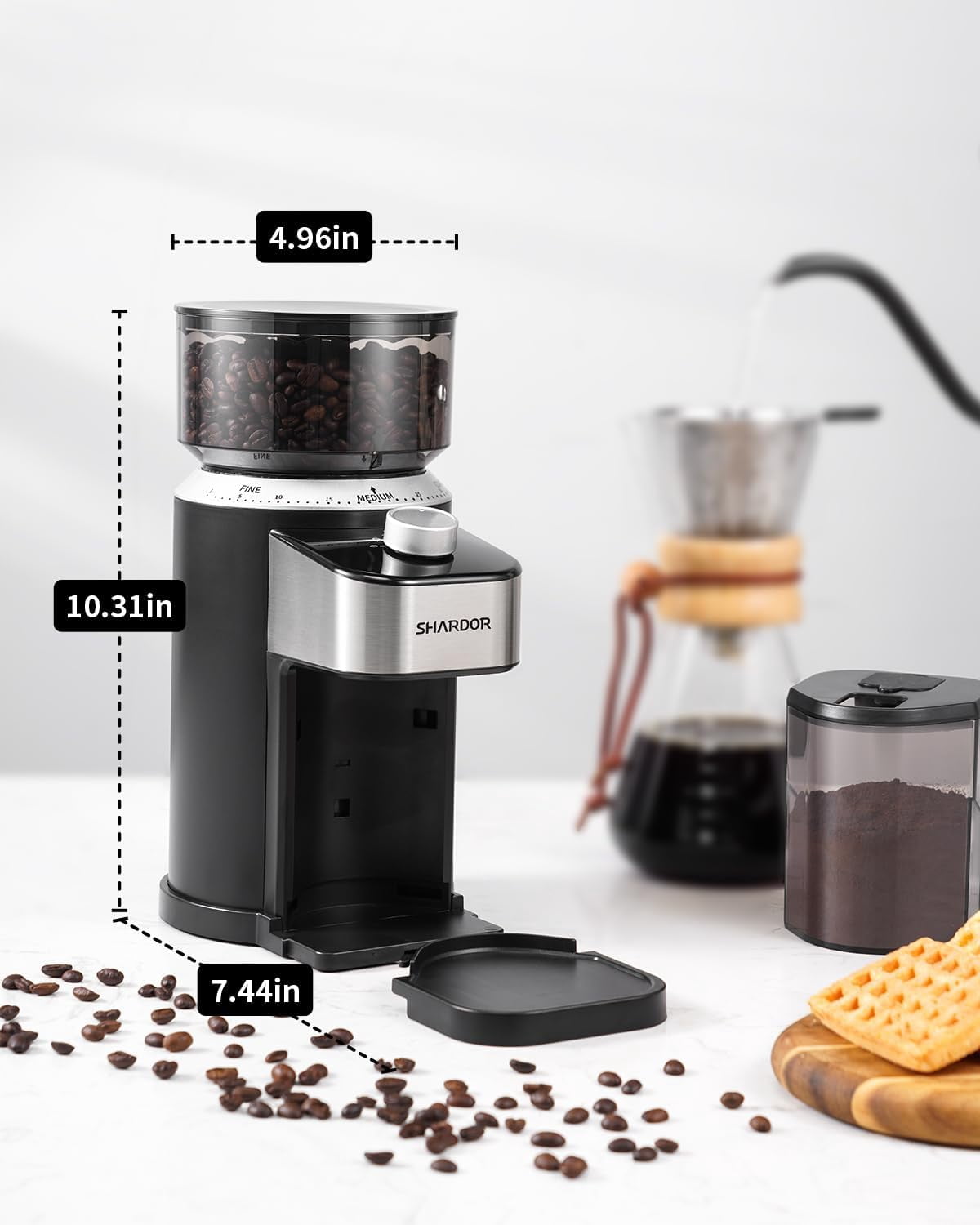 Electric Burr Coffee Grinder with 40 Settings, 50s Timer, Low-Speed for Rich Flavor