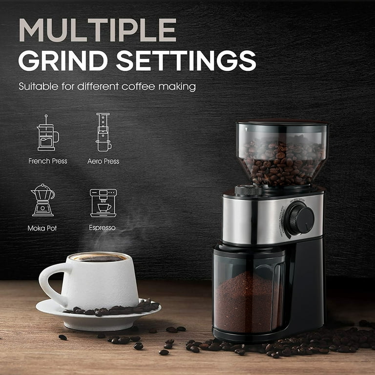 Electric Burr Mill Coffee Grinder with 18 Precise Grind Settings