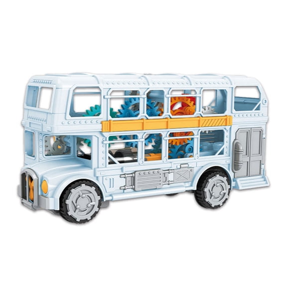 Electric Bus Toy Gear Double Decker Car with Light and Sound,Christmas and Birthday Gifts for 3-10 Kids Boys Girls,Gray