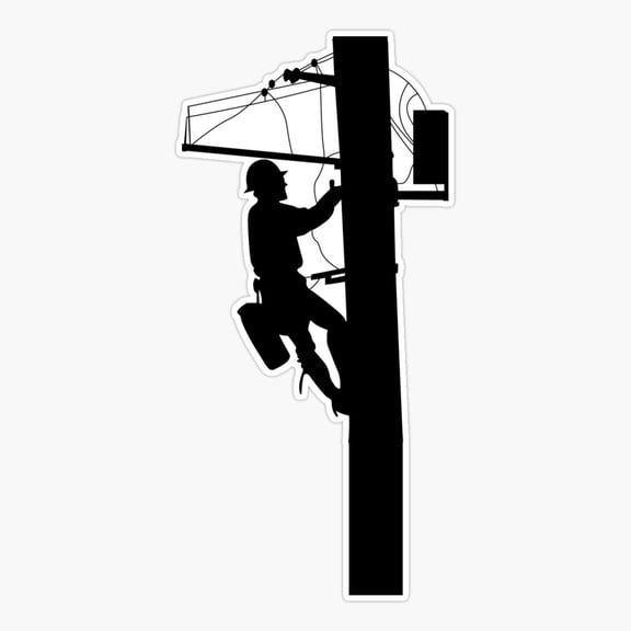 Electric Cable Lineman Worker Art Sticker