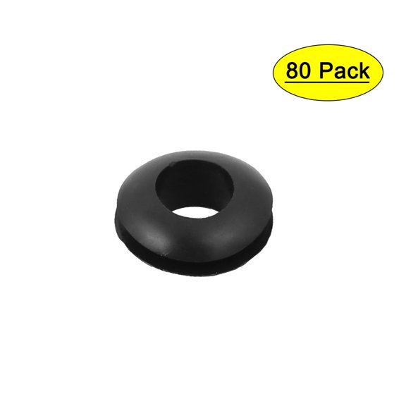 Electric Cable Protector Rubber Ring Wiring Grommets Black 8mm Inner Dia 80pcs