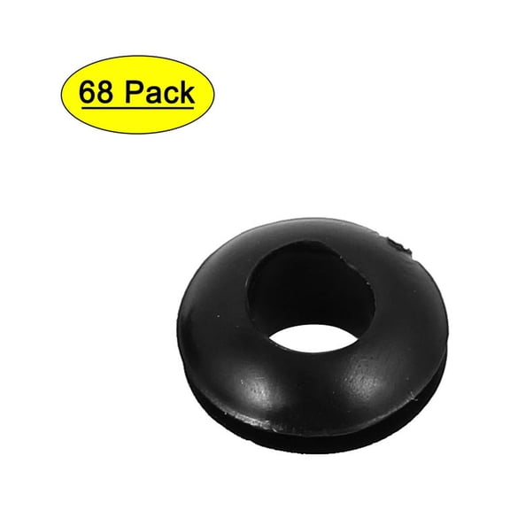 Electric Cable Protector Rubber Wiring Grommets Black 6mm Inner Diameter 68pcs