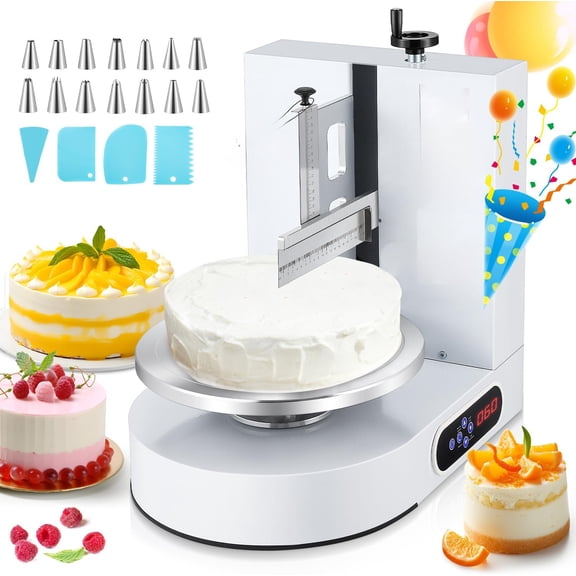 Electric Cake Decorating Machine 25-320 RPM Adjustable Scraper for 4 to 12 Inch Cakes with Frosting Tool Set