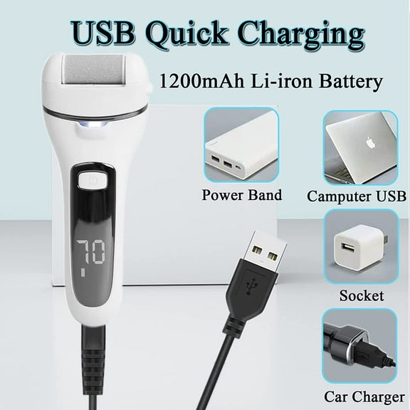 Electric Callus Remover for Feet,12 in 1 Pedicure Tools Kit Foot Scrubber to Remove Dead Skin and Cracked Heels,Professional Foot Care Foot Files with 3 Roller Heads, 2 Speed, Battery Display,White