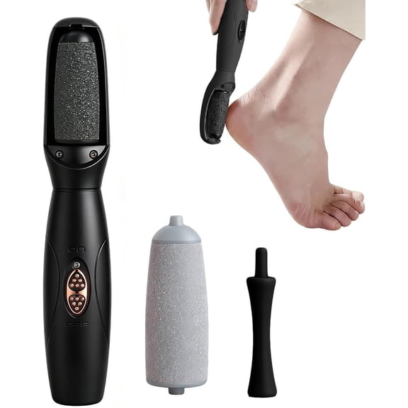 Electric Callus Remover for Feet,2-Speed Adjustable USB Rechargeable Foot File, with 2 Washable Roller Heads, Foot Scrubber Dead Skin Remover Tool for Dry Rough Heel,Black