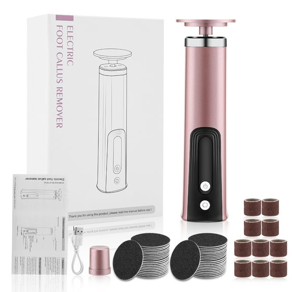 Electric Callus Remover for Feet, 2025 New(6 Speed), 2 in 1 Electric Foot File Nail Grinder, Rechargeable Electric Foot Callus Remover with Sandpaper Disk and Nail Drill Bits (Rose Gold)
