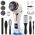 thumbnail image 1 of Rirool Electric Callus Remover for Feet with Vacuum, Rechargeable Foot File with 3 Quartz Heads & 2 Speeds, IPX7 Waterproof, LCD Display, 10-in-1 Pedicure Kit for Dead Skin Removal, White, 1 of 7