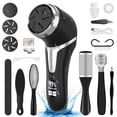 thumbnail image 1 of Rirool Electric Callus Remover for Feet with Vacuum, Rechargeable Foot File with 3 Quartz Heads & 2 Speeds, IPX7 Waterproof, LCD Display, 10-in-1 Pedicure Kit for Dead Skin Removal, Black, 1 of 7