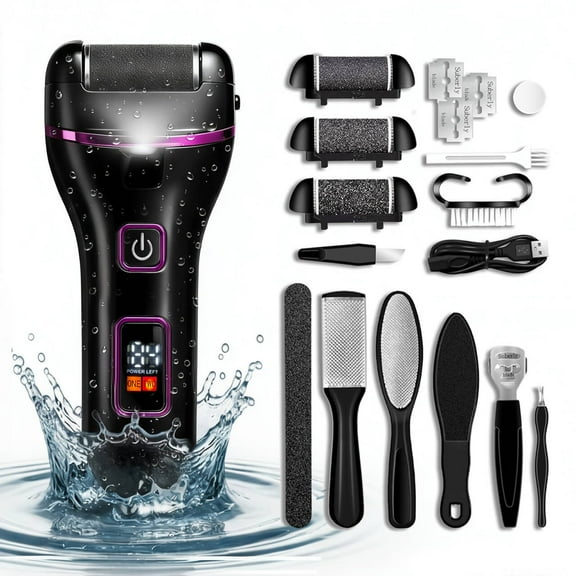 Electric Callus Remover for Feet, Electric Foot Callus Removers Rechargeable, Electronic Foot File Pedicure Tools, Waterproof Foot Scrubber File, Professional Pedicure Tools, Foot Care, 3 Rollers