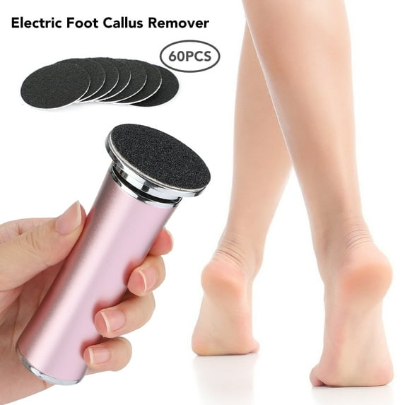 Electric Callus Remover For Feet,Foot File,Electronic Foot File Grinder (Speed Adjustable) with 60pcs Replacement Sandpaper Disk for Men Women Dead Cracked Hard Skin Calluses,Rose Gold