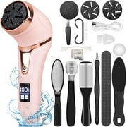 Electric Callus Remover for Feet, Portable Foot File Pedicure Tools, Waterproof 10 in 1 Kit for Cracked Heels, Calluses, Dead Skin, with 3 Roller Heads, 2 Speed, Perfect Hands Scrubber