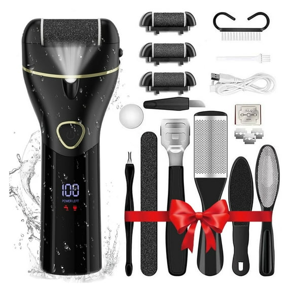 Electric Callus Remover for Feet Portable Professional Pedi Feet Care for Dead Skin Callous Remover Tool Waterproof Pedicure Foot File Kit 16 in 1 5688Black