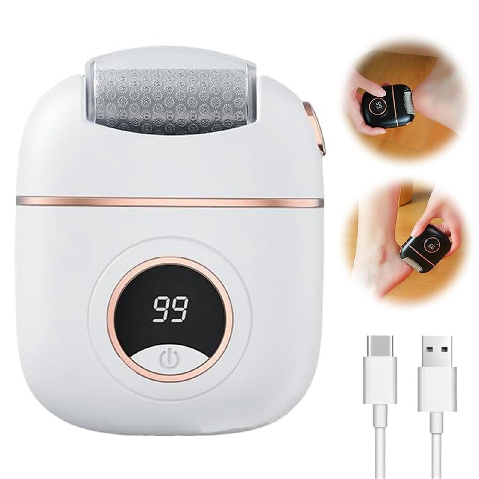 Electric Callus Remover for Feet, Portable Rechargeable Foot Repair and Grinding Device with Digital Display, Heel Polisher File for Men Women Dry Callus Dead Skin