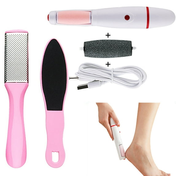 Electric Callus Remover for Feet,Tools Kit Foot Scrubber to Remove Dead Skin and Cracked Heels+1pc Grinding Foot Brush Scrubbing Foot Double Sided Foot Skin Dead Stone Exfoliating Grinding(Pink)
