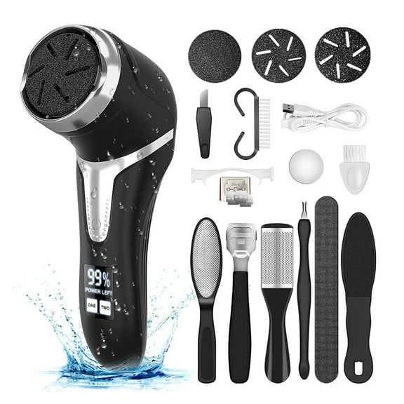Electric Callus Remover for Feet (with Dander Vacuum), Portable Pedicure Kit Foot File Callus Remover, Rechargeable Waterproof Foot File for Foot Care Deadskin Remover with 9Head&LCD Display