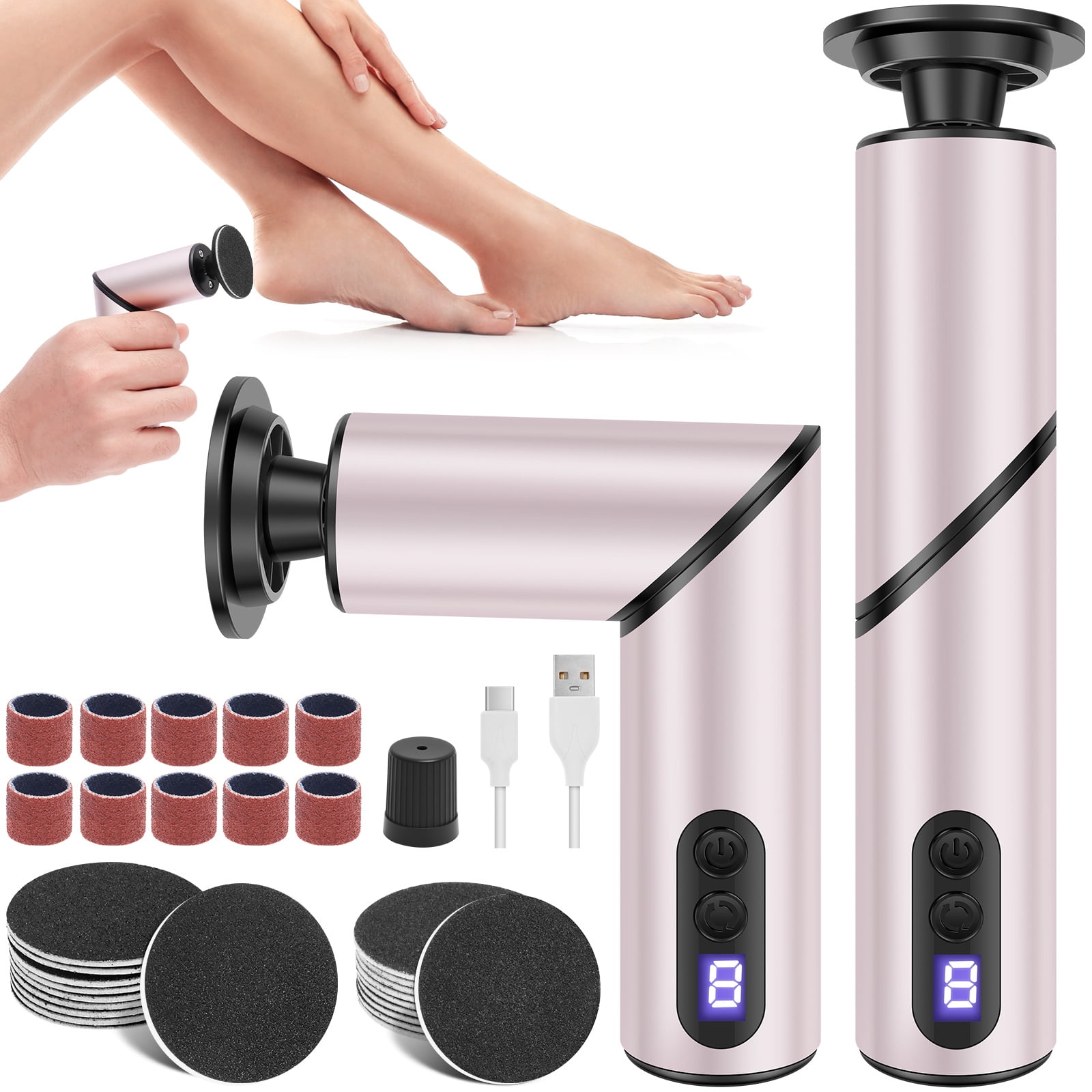 Electric Callus Remover with Foldable Adjustable 9 Speed Professional Pedicure Device Versatile Foot Callus Remover with Interchangeable Grinding Head for Dead Hard Skin