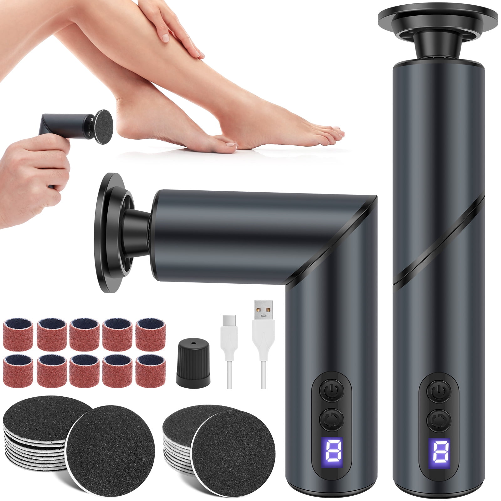 Electric Callus Remover with Foldable Adjustable 9 Speed Professional Pedicure Device Versatile Foot Callus Remover with Interchangeable Grinding Head for Dead Hard Skin