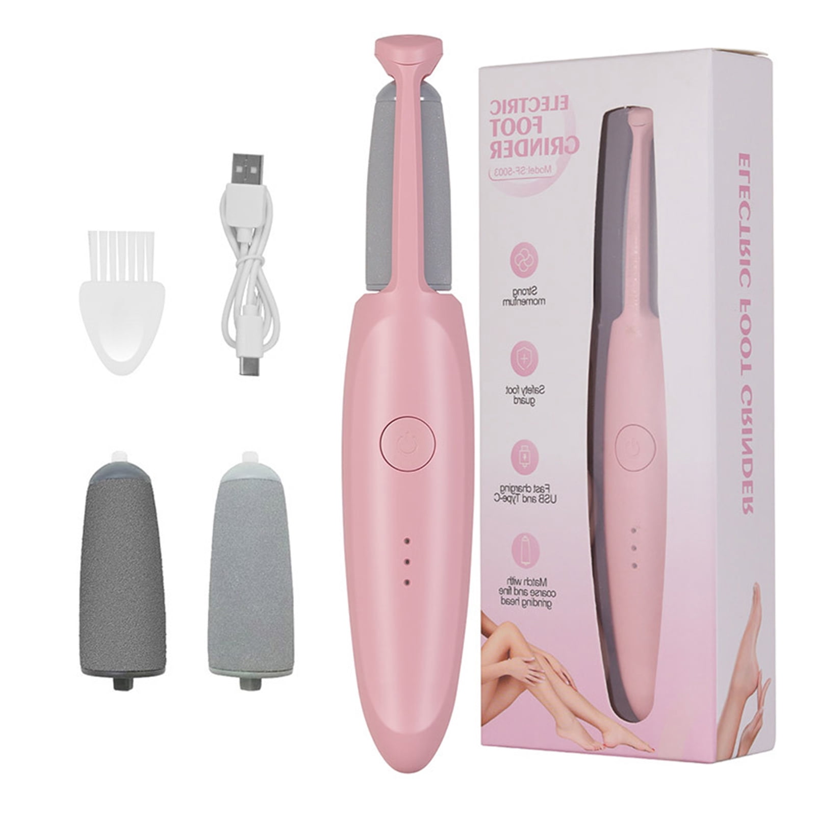 Electric Callus Remover Foot Grinder for Dead Skin, Replaceable Sandpaper Pedicure Tool with 3 Speeds