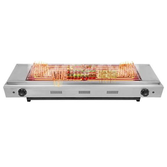 Electric Campfire Grill, Stainless Steel Propane Grill with Adjustable Temperature, 3KW Power, and Indicator Lights for Precise Cooking