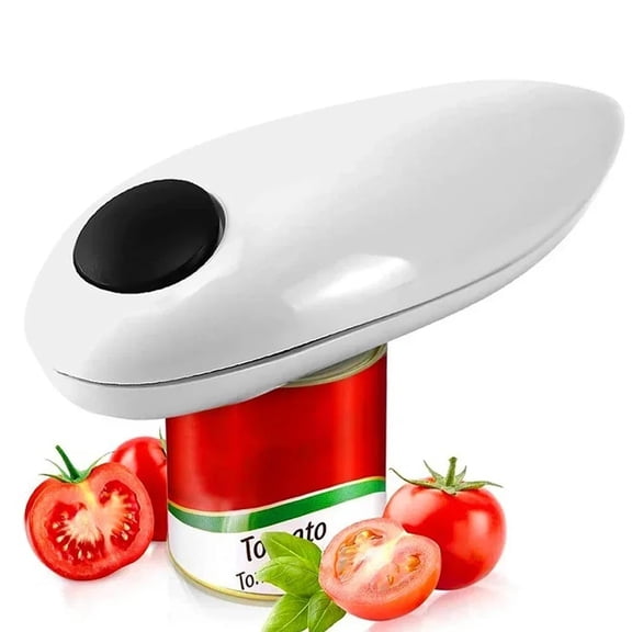 Electric Can Opener, Automatic Hands-Free Jar and Tin Opener with One-Touch Operation, Stainless Steel Blade, No Sharp Edges, Battery Operated Kitchen Gadget for Seniors, Arthritis, Home, White