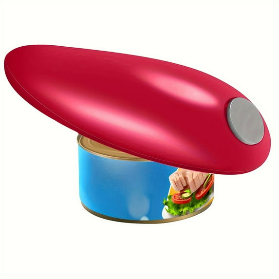 Electric Can Opener, Automatic Jar Bottle Opener, Hands-Free Easy Pull Tab Can Opener, Battery-Powered, Batteries Not Included Red