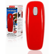 Electric Can Opener, Hands-Free, Smooth Edge, Battery Powered for All Round Cans, Red