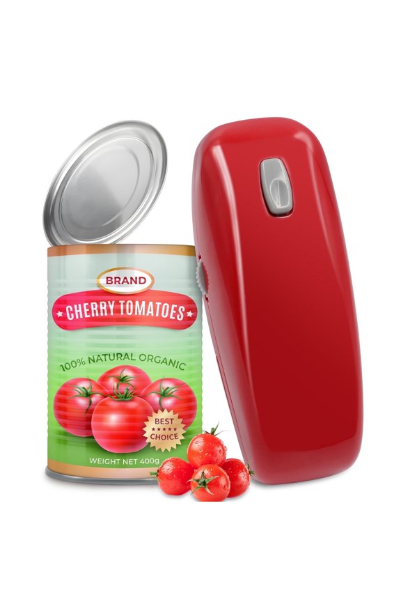 Electric Can Opener, One-Touch, Hands-Free Automatic Can Openers for Kitchen, Smooth Edge Safe for Food Prep, Fits All Round Cans (Red)