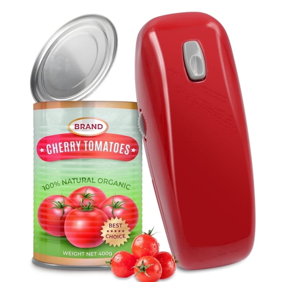 Sentryse Electric Can Opener, One-Touch, Hands-Free Automatic Can Opener for Kitchen, Smooth Edge Safe for Food Prep, for Round Cans (Red)