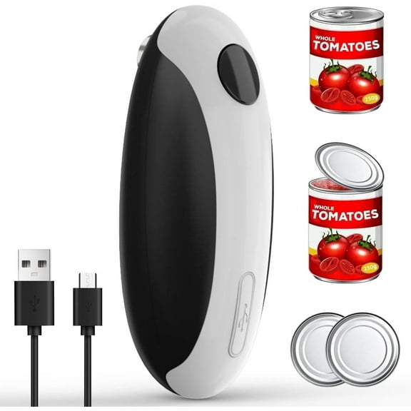 KABB Electric Can Opener, Can Opener Electric Fits All Can Sizes Can Opener for Kitchen and Seniors with Arthritis, Chef, Automatic Can Opener, Portable Kitchen Gadgets Black and White