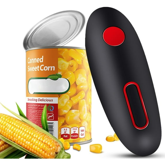 Electric Can Opener, No Sharp Edge Can Opene, One-Touch Electric Can Opener with Auto Shut,Best Kitchen Gadgets for Seniors with Arthritis,black