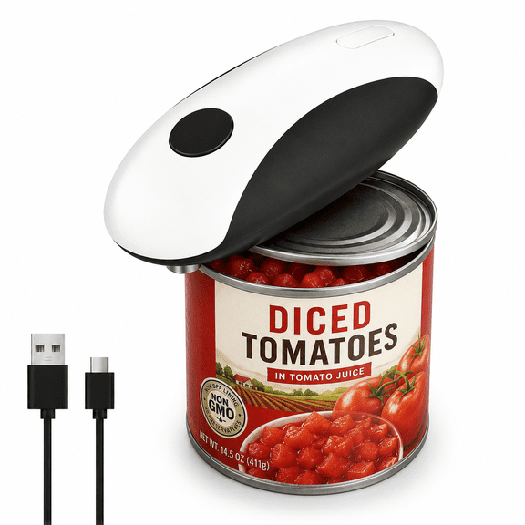 Yebcio One Touch Electric Can Opener Fits All Can Sizes for Seniors with Arthritis, Rechargeable Can Opener with Smooth Edge, Food Safe Gadgets Automatic Can Opener for Kitchen