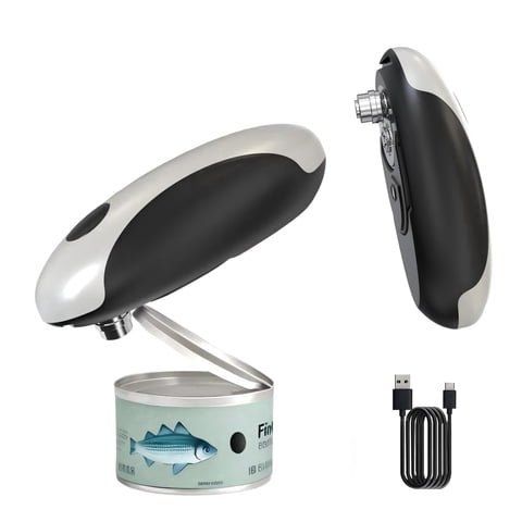 MSAS Electric Can Opener - USB Rechargeable Automatic Opener, Hands-Free Safe Design for All Can Sizes, Smooth Edge Kitchen Tool for Seniors with Arthritis