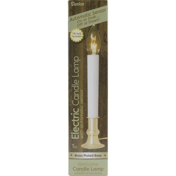 Electric Candle Lamp W/Sensor Boxed 7" Brass Plated
