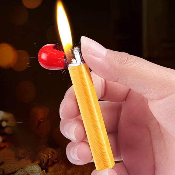 Electric Candle Lighter,Long Lighters,Grinding Wheel Matchstick Inflatable Open Flame Lighter Metal Personality And Unique Compact And Portable Lighter,Without Gas(1pc 3in)